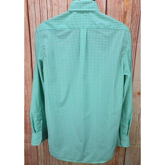 Vineyard Vines Mens Whale Shirt Medium Green Check Nylon Blend Performance - Picture 2 of 7